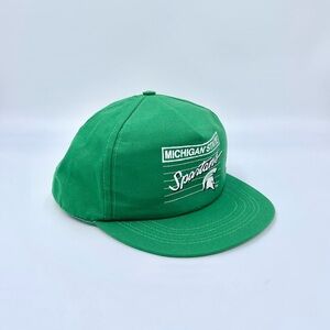 Vintage Michigan State Spartans Green Embroidered SnapBack Trucker Hat Adult OS